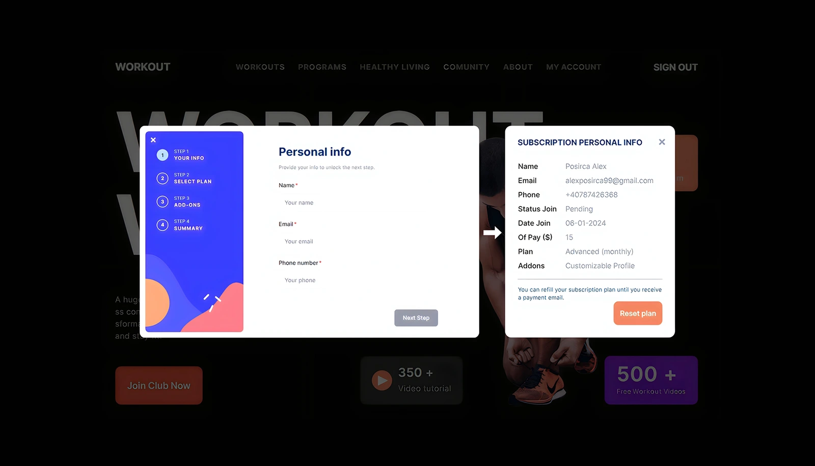 Fitness club project preview